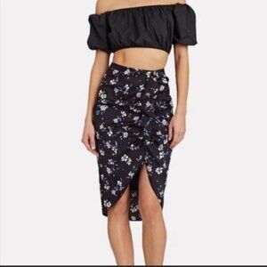 Veronica Beard NWT Floral Skirt Hazel Ruffle Slit Pink Blue Black 14